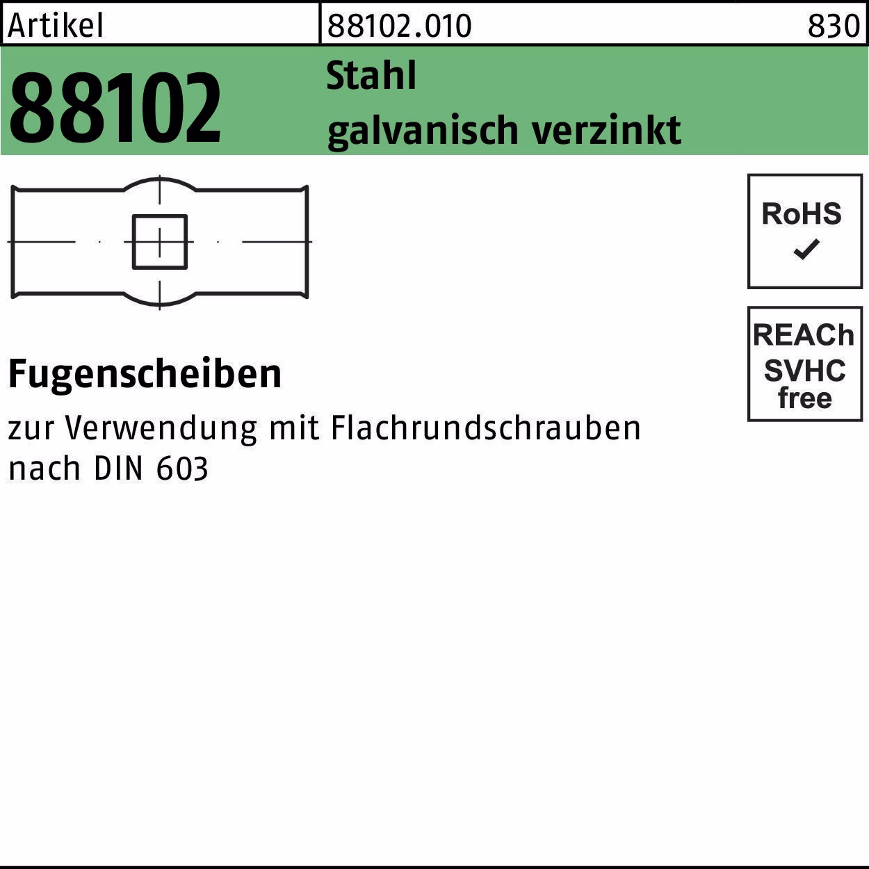 Fugenscheibe R 88102 Stahl galv.verz. 100