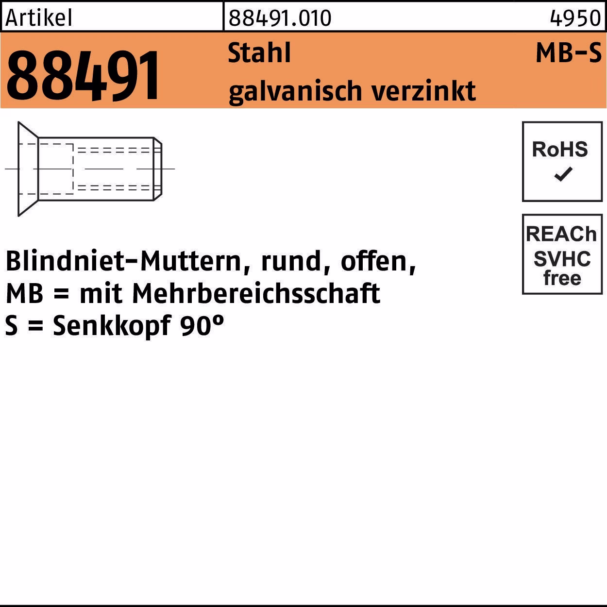 Blindnietmutter R 88491 SEKO -