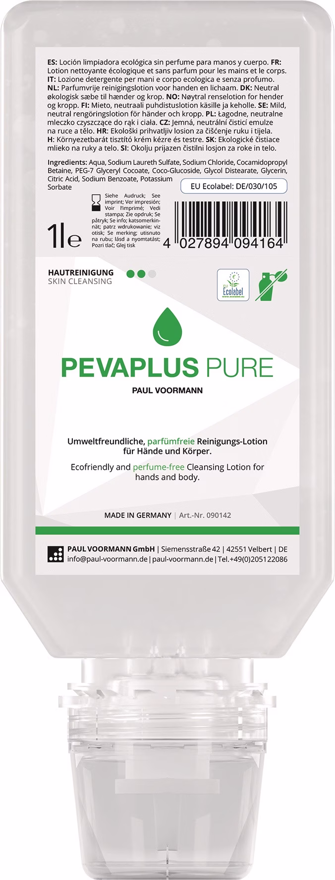 Handreinigung PEVAPLUS PURE 1l unparfümiert Softflasche