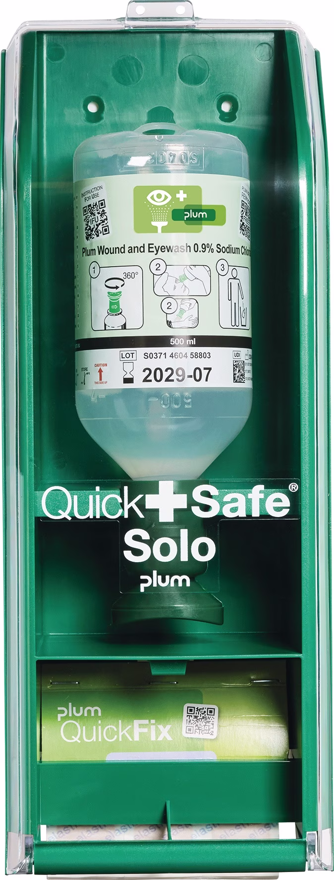 Augenspülstation QuickSafe Solo 0,5l+Pflasterrefill B140mm