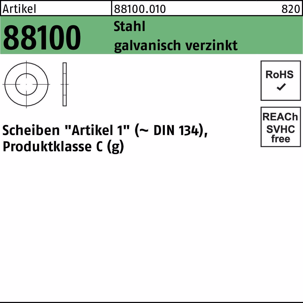 Unterlegscheibe R 88100 Stahl