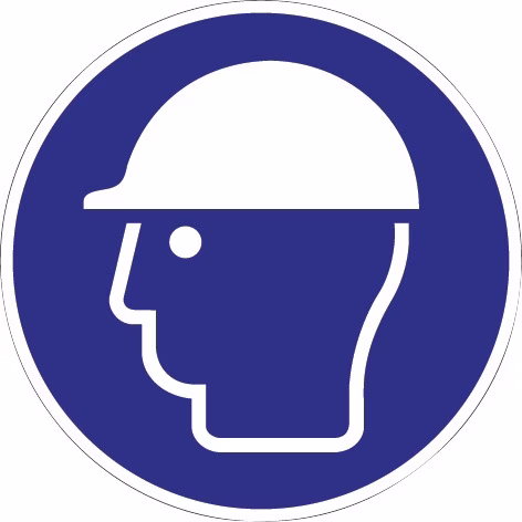 Kopfschutz benutzen D.200mm blau/weiß ASR A1.3 DIN EN ISO 7010