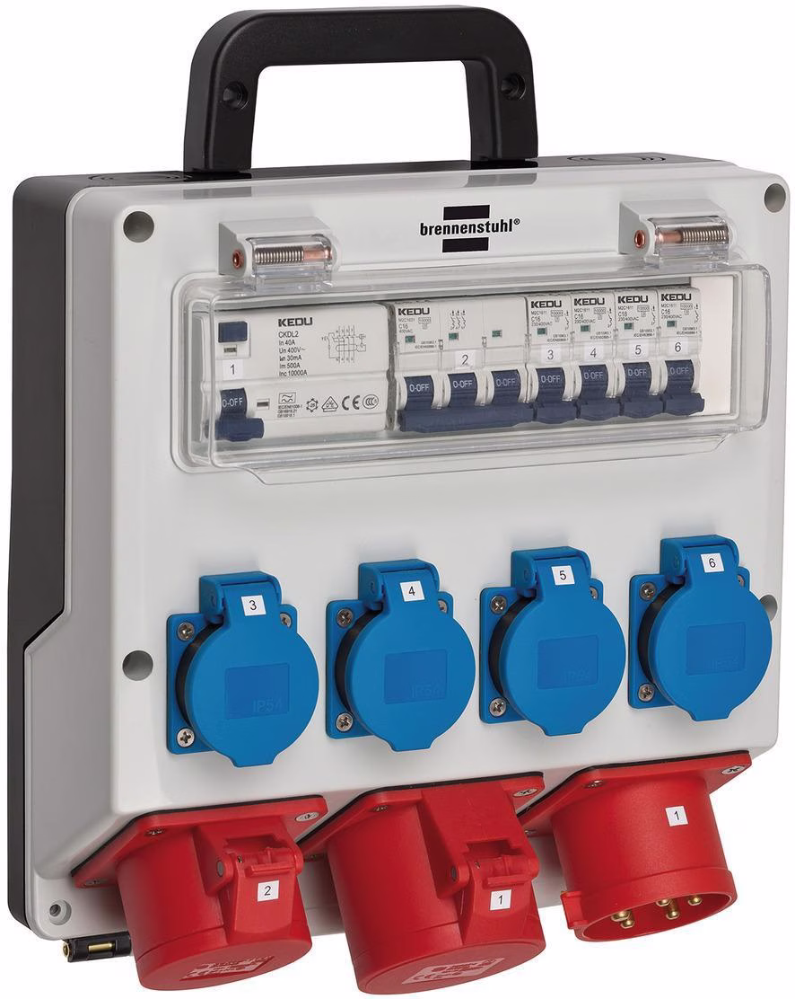 Kunststoffwandverteiler CEE-32A,5-polig 1xCEE 16 A,1xCEE 32A,4x230V