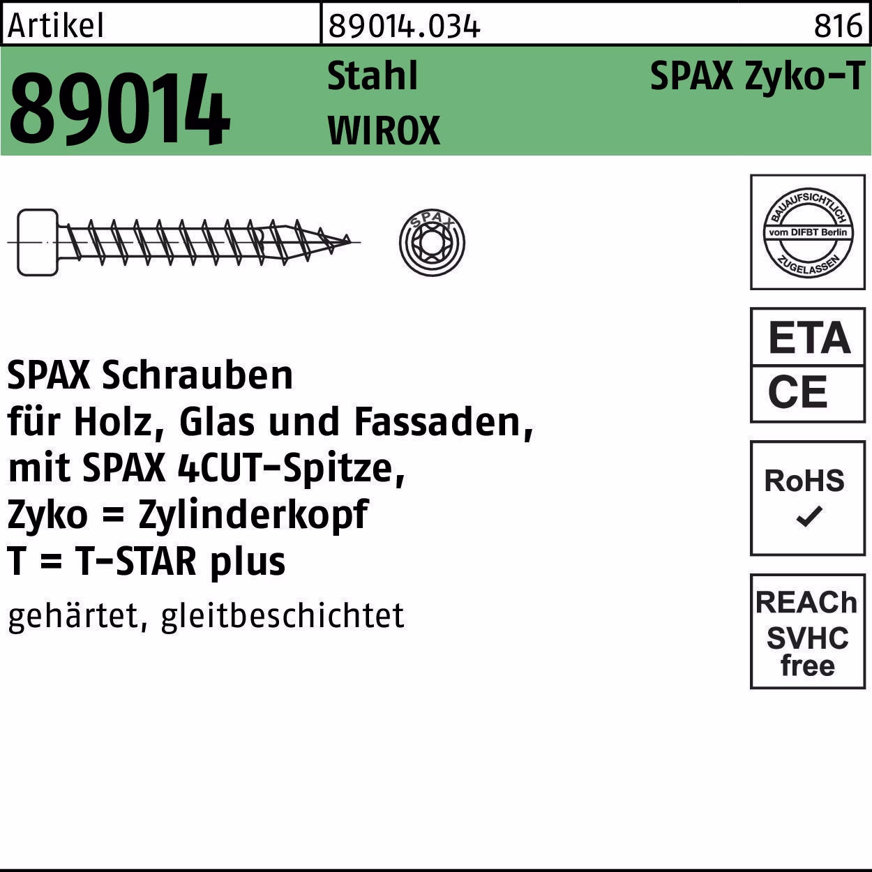 ZYLKOschraube R 89014 T-STAR Stahl WIROX