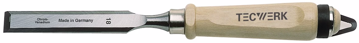 Stechbeitel m.Zwinge Weißbuchenh.Ulmer Form CV-Stahl
