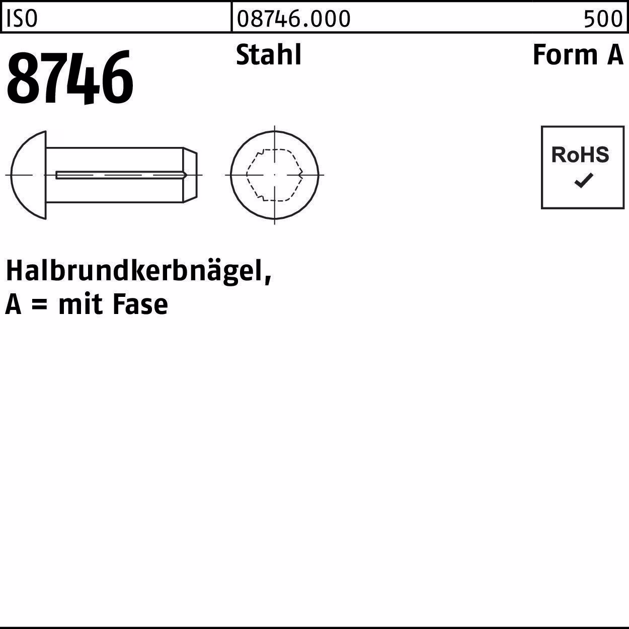 Halbrundkerbnagel ISO 8746 Fase