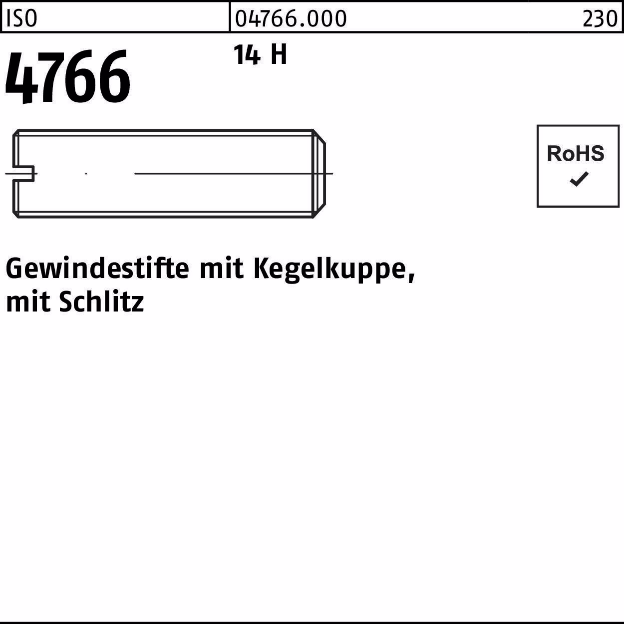 Gewindestift ISO 4766 Kegelkuppe/Schlitz