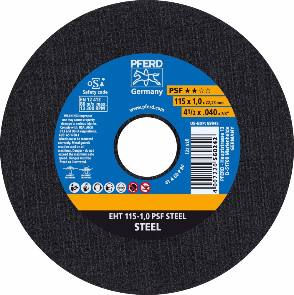 Trennscheibe PSF STEEL D115x1mm ger.STA Bohr.22,23mm PFERD