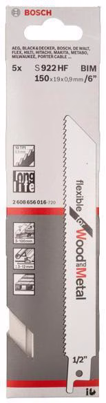 Säbelsägeblatt S 922 HF L.150mm B.19mm TPI 10 2,5mm 5 St./Karte
