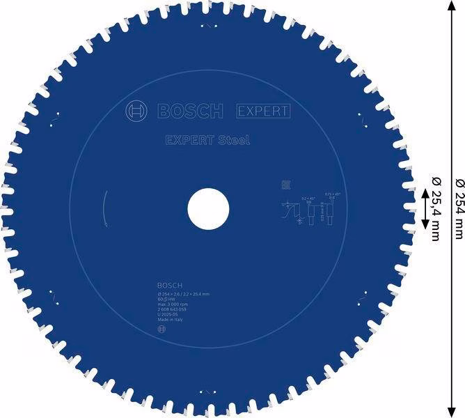 Kreissägeblatt EXPERT Steel AD 254mm Z.60 HLTCG (Ch) Bohr.25,4mm Schnitt-B.2,6mm