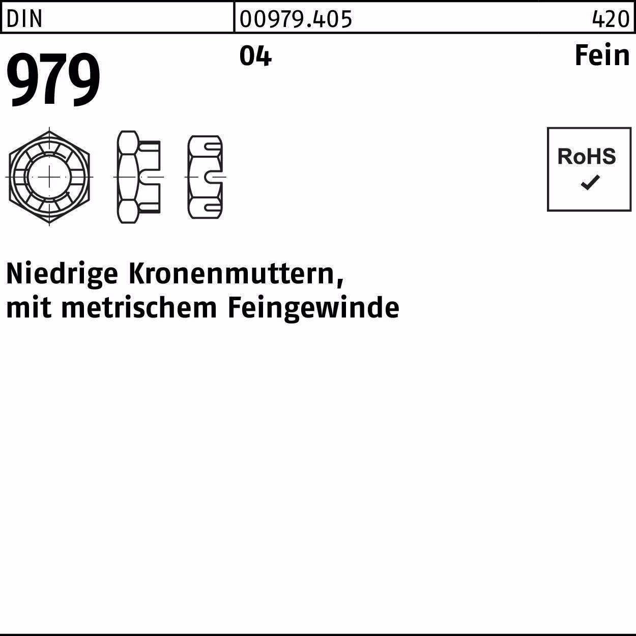 Kronenmutter DIN 979 niedrig Automatenstahl