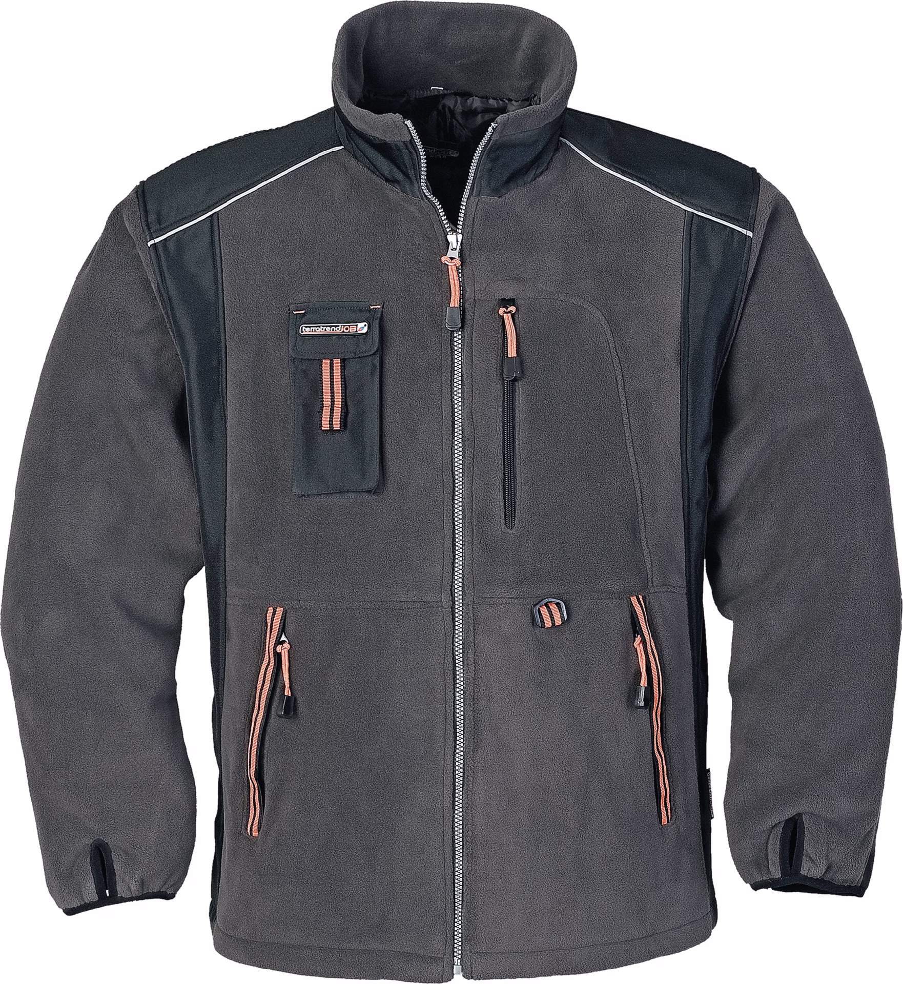 Fleecejacke dunkelgrau/schwarz/orange