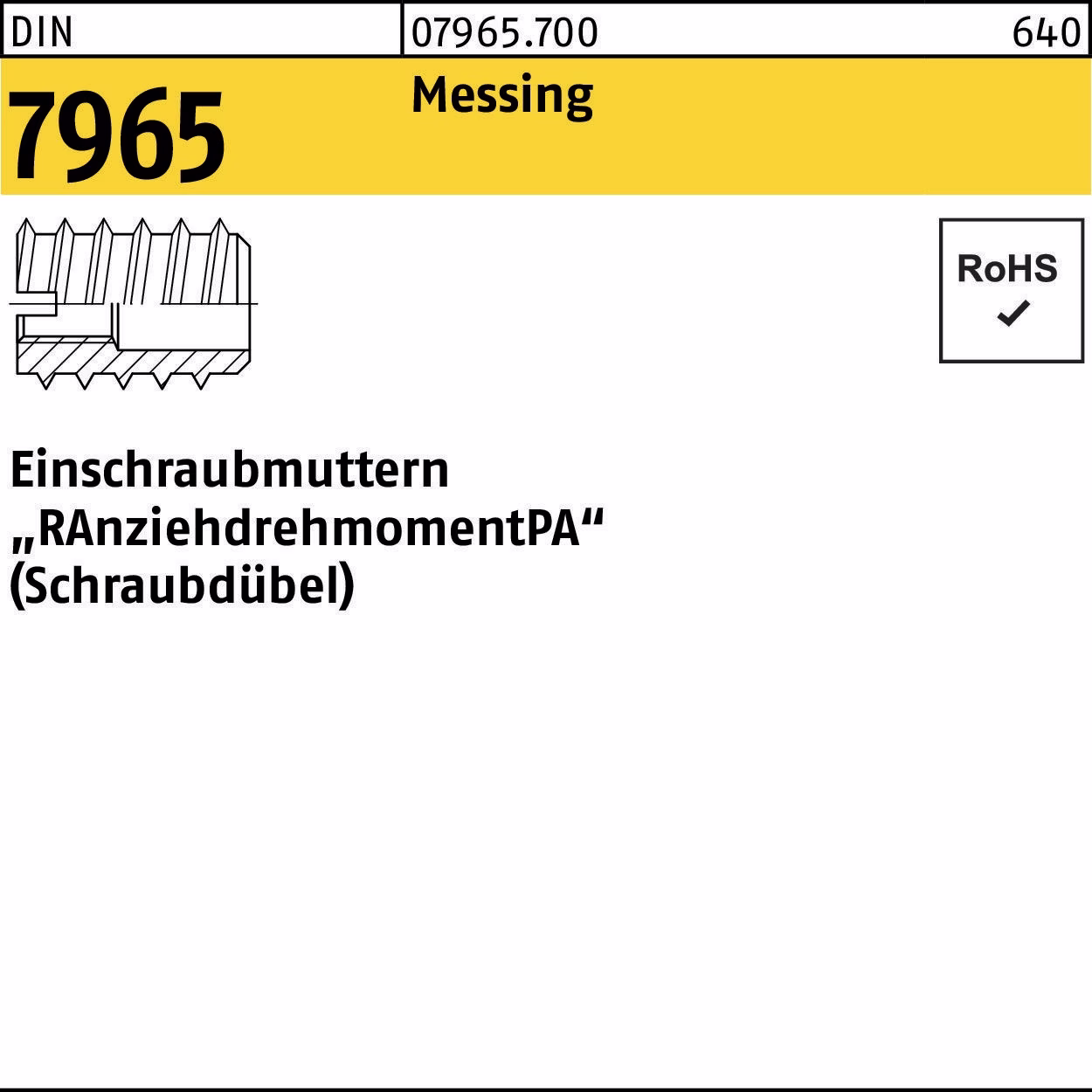 Einschraubmutter DIN 7965 Messing