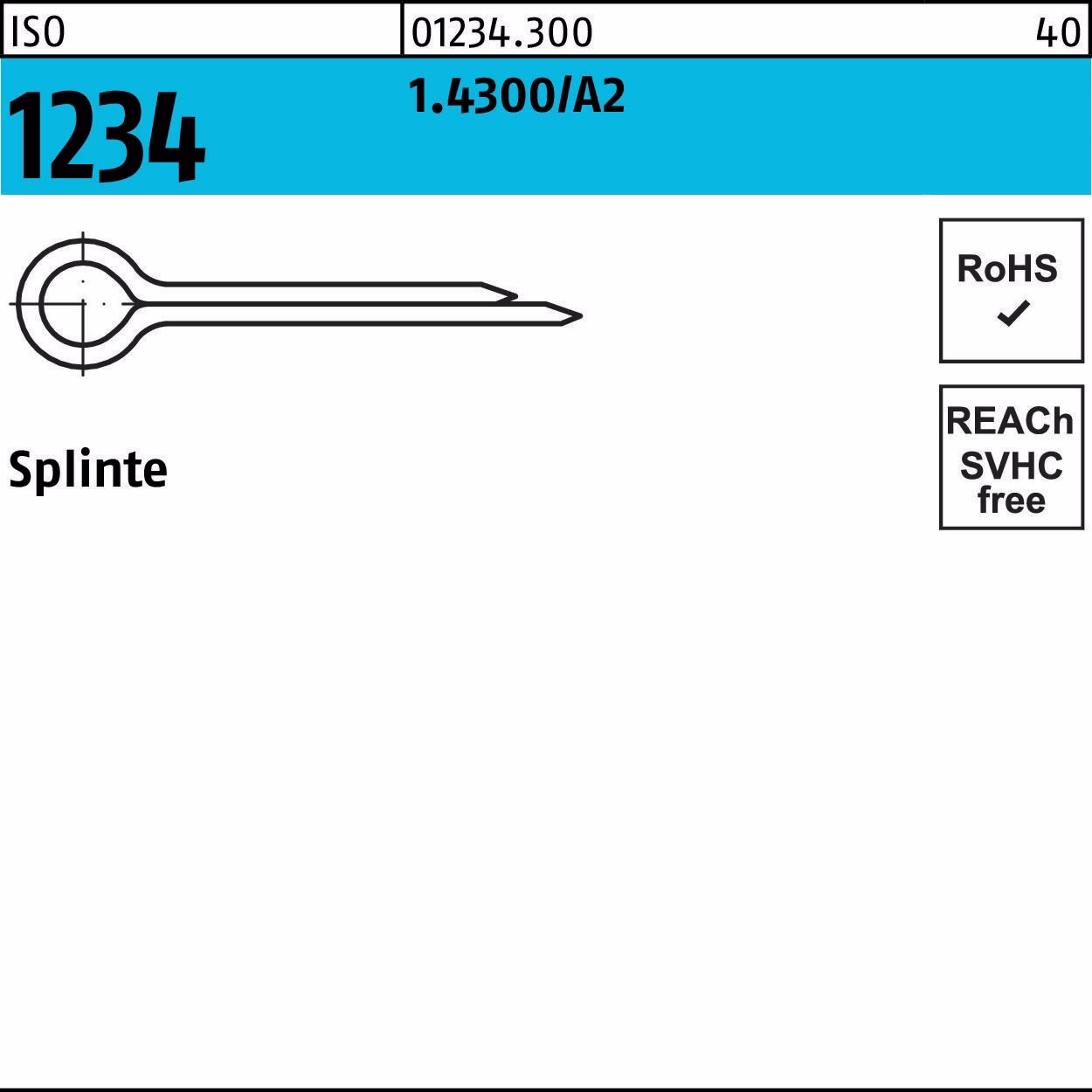 Splinte ISO 1234 1.4300/A2