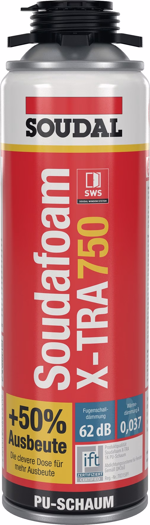 1K-Pistolenschaum SOUDAFOAM X-TRA 750 500 ml B2 grau o.Einw.-Handsch.Dose