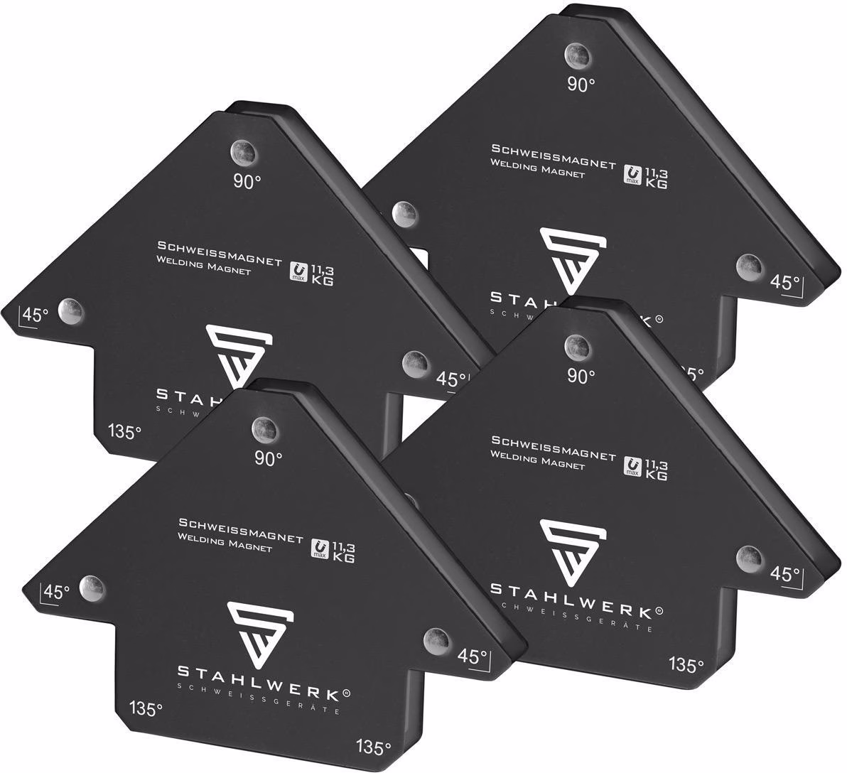 Magnet-Schweißwinkel 120x85x14mm 45Grad,90Grad u.135Grad 4er Set