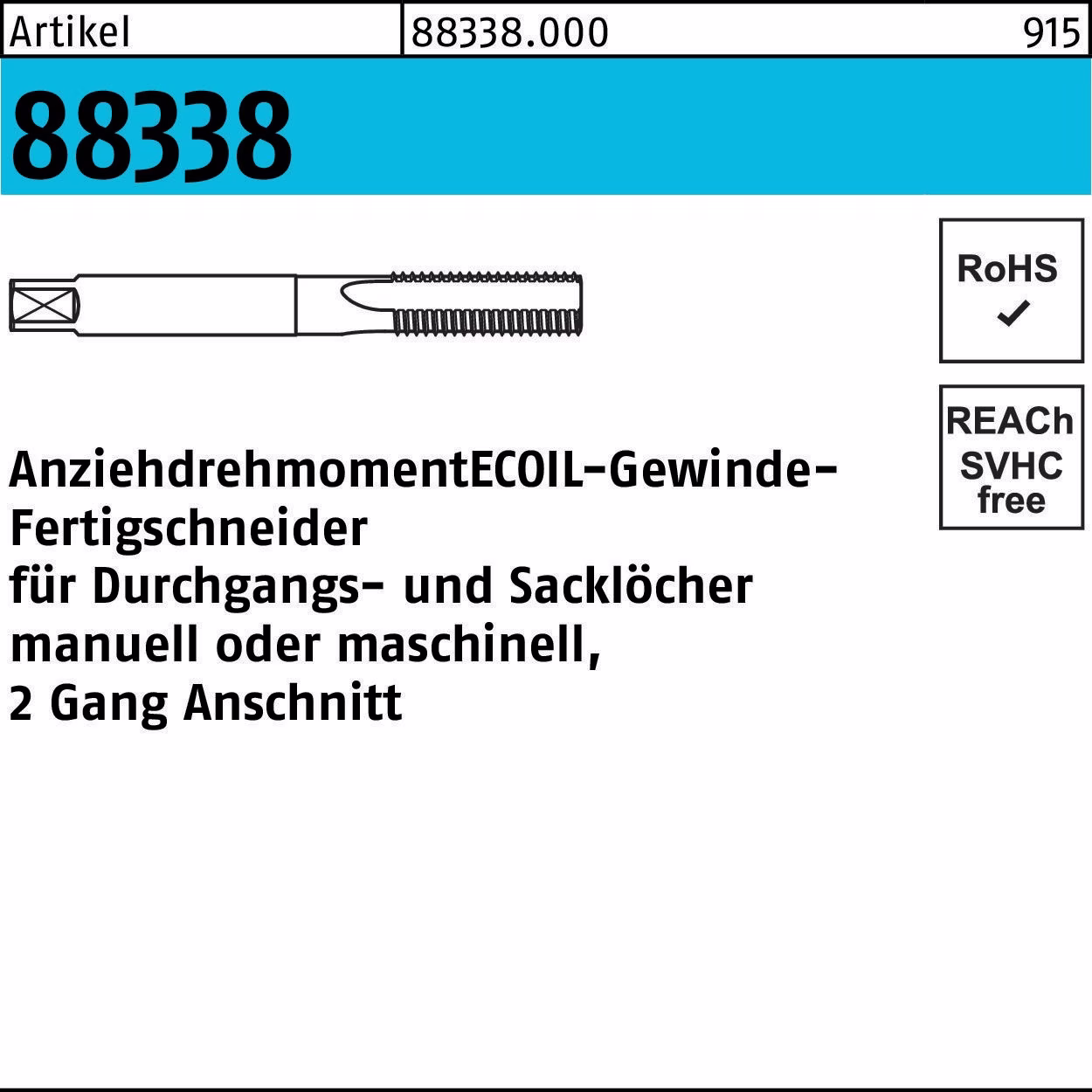 Gewindefertigbohrer R 88339 Stahl 1