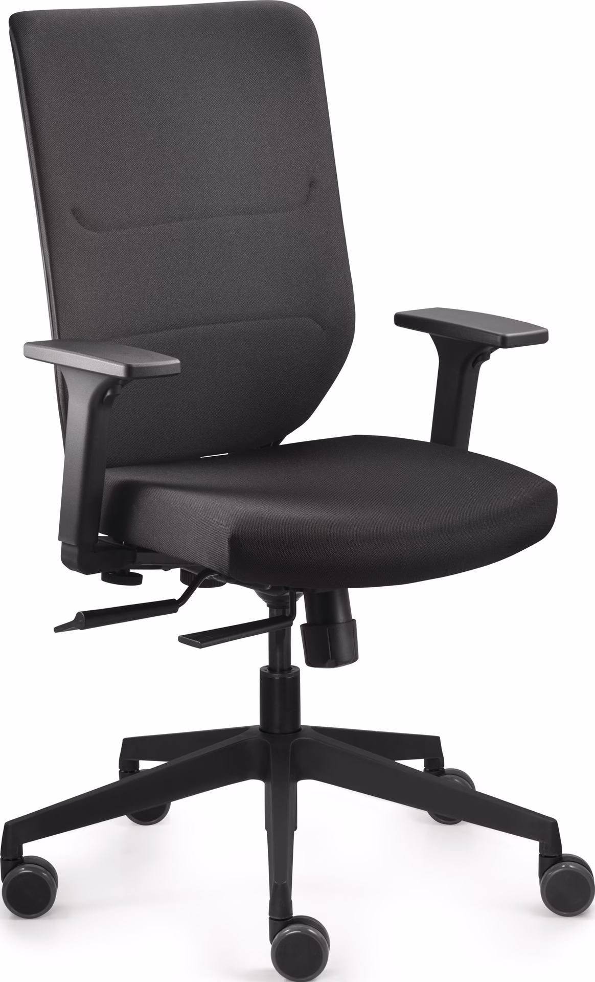Bürodrehstuhl Comfort Armlehnen,verst.schwarz 410-520mm,Tragf.110kg Synchront.
