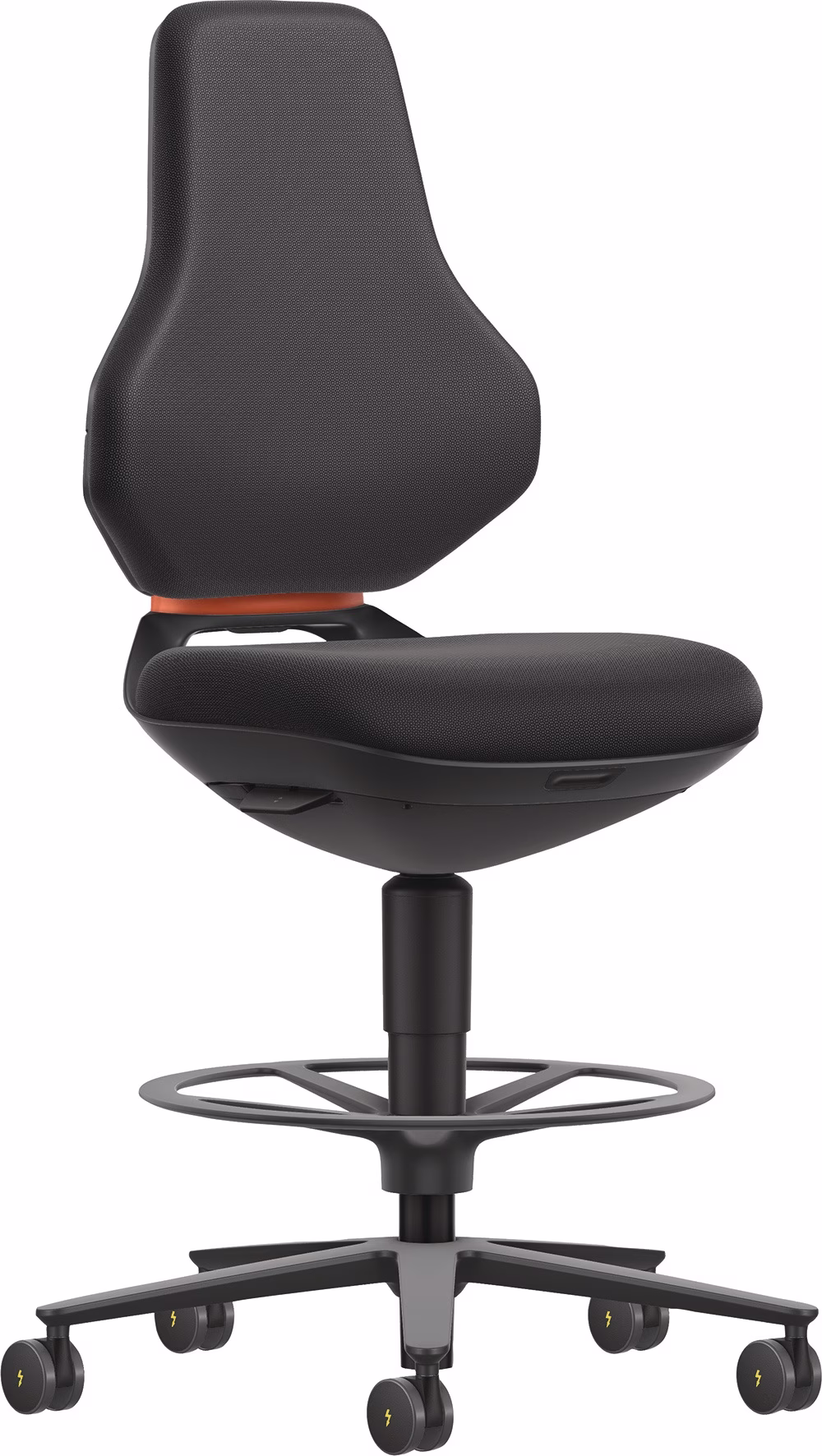 Arbeitsdrehstuhl TEXON Sitz-Stopp-Rl.u.Fußring Supertec schwarz 570-810mm