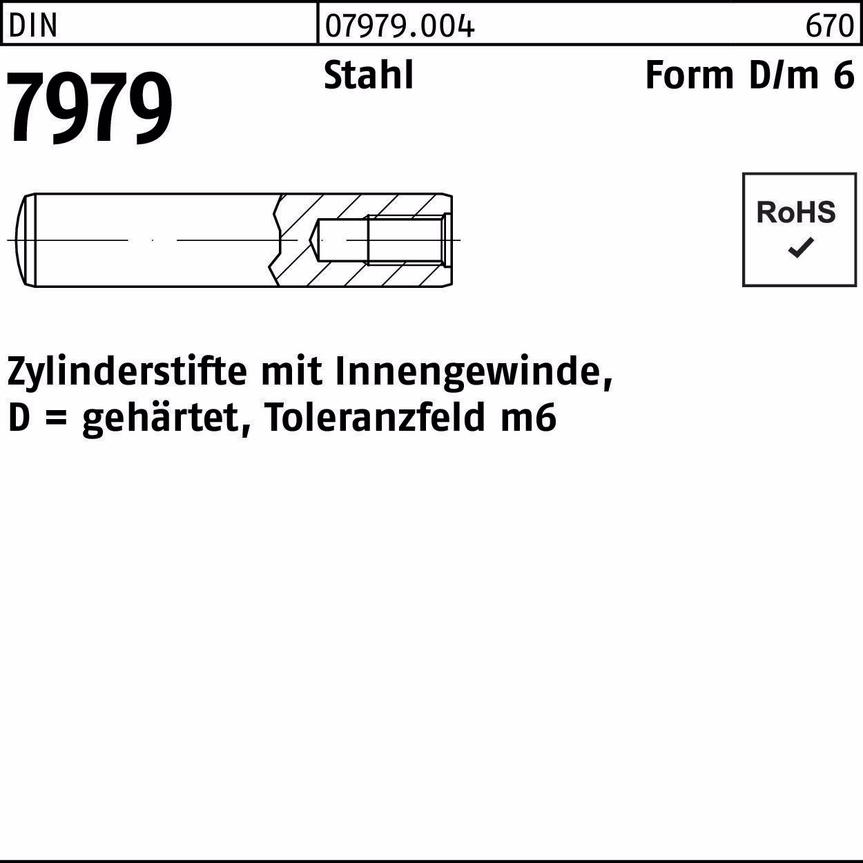 Zylinderstift DIN 7979 D gehärtet Toleranz m6