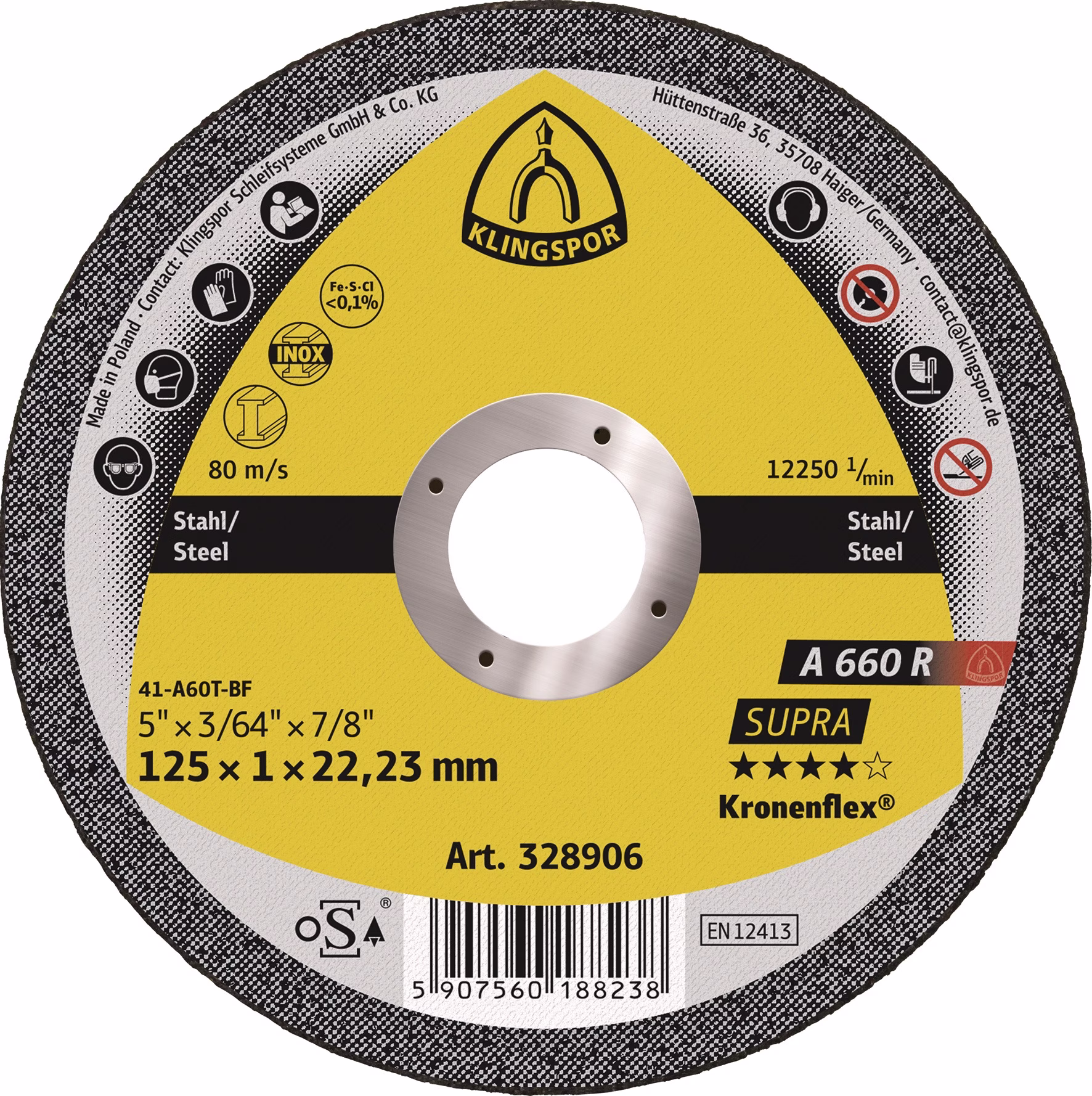 Trennscheibe A 660 R Supra ger.INOX Bohr.22,23mm