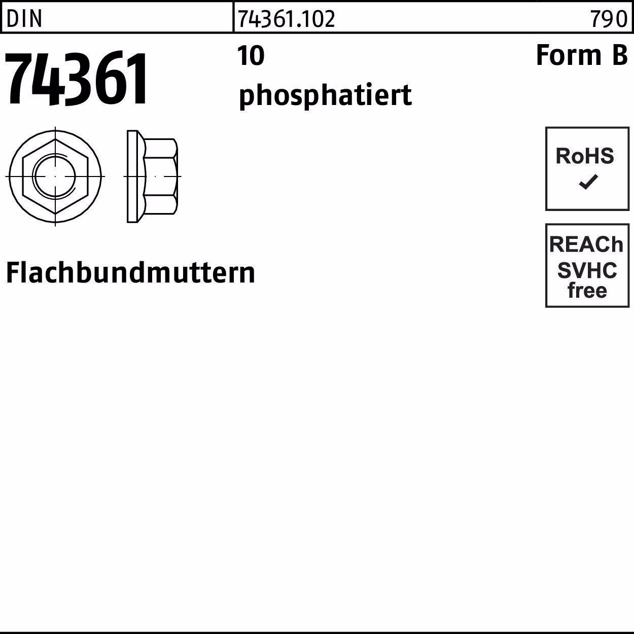 Flachbundmutter DIN 74361 1,5 10 phosphatiert 100