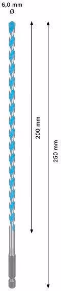 Steinbohrer Expert MultiConstruction HEX-9 D.6mm Arbeits-L.200mm Gesamt-L.250mm