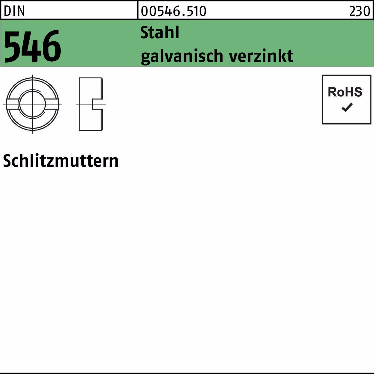 Schlitzmutter DIN 546 M5 Stahl galv.verz. 1000 Stück