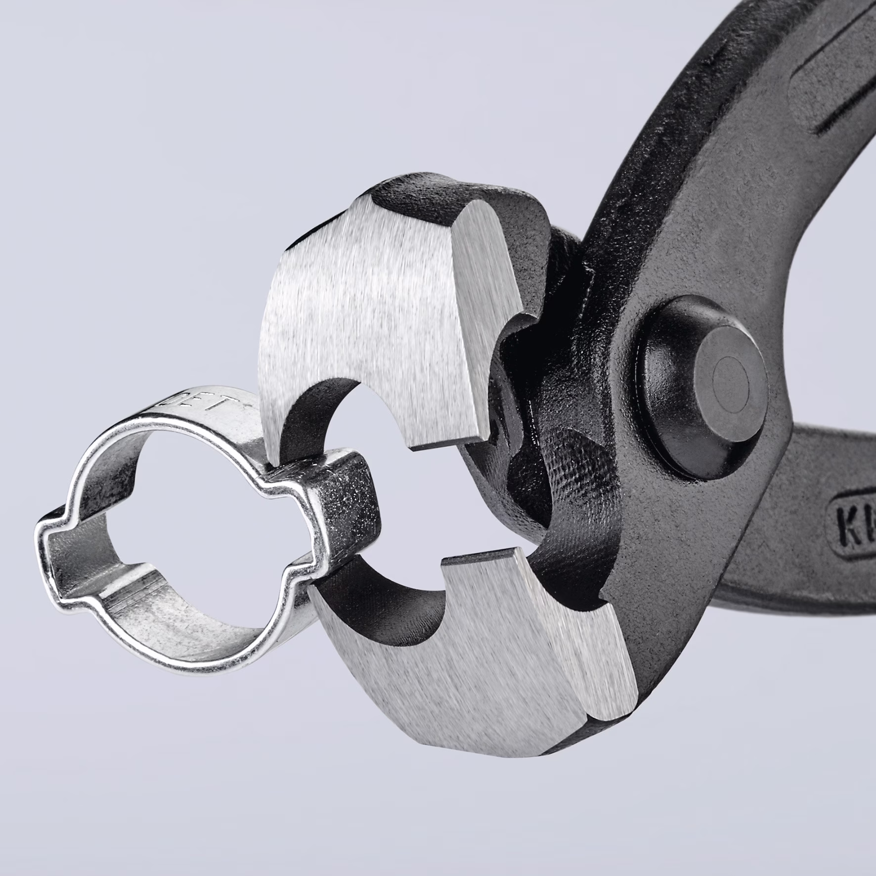 Ohrklemmenzange L.220mm Kopf schwarz atram.Ku.-Überzug seitl.Pressnase