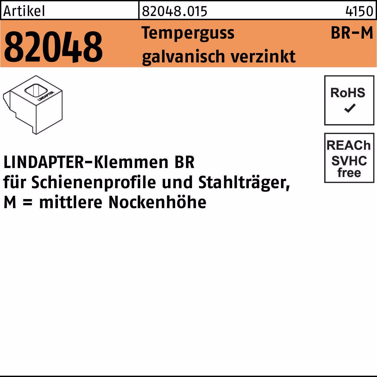 Klemme R 82048 GTW 40 BR 12/6,0 Temperguss galv.verz. 1St