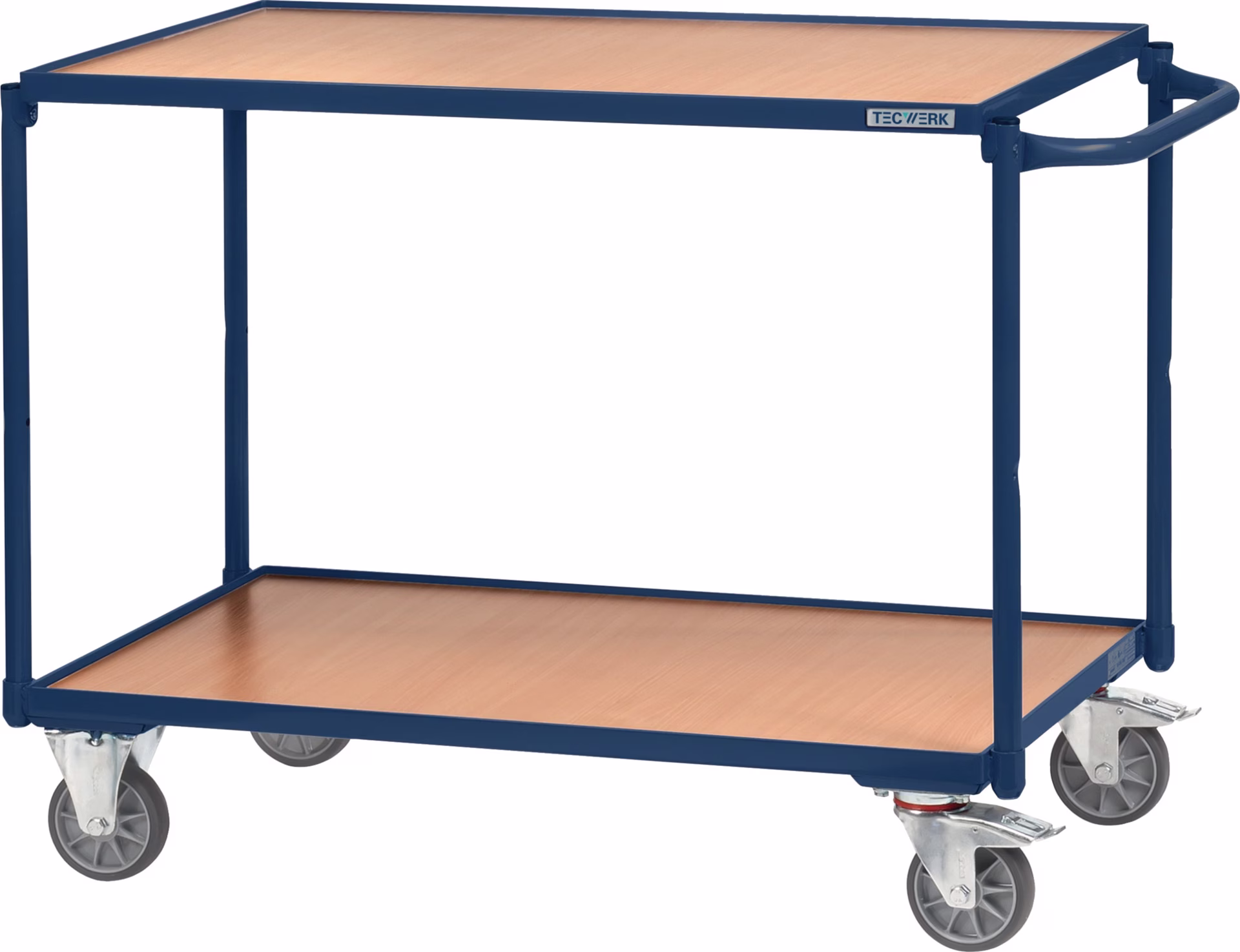 Tischwagen 2 Ladeflächen L850xB500mm saphirblau Trgf.300kg Bügel waager