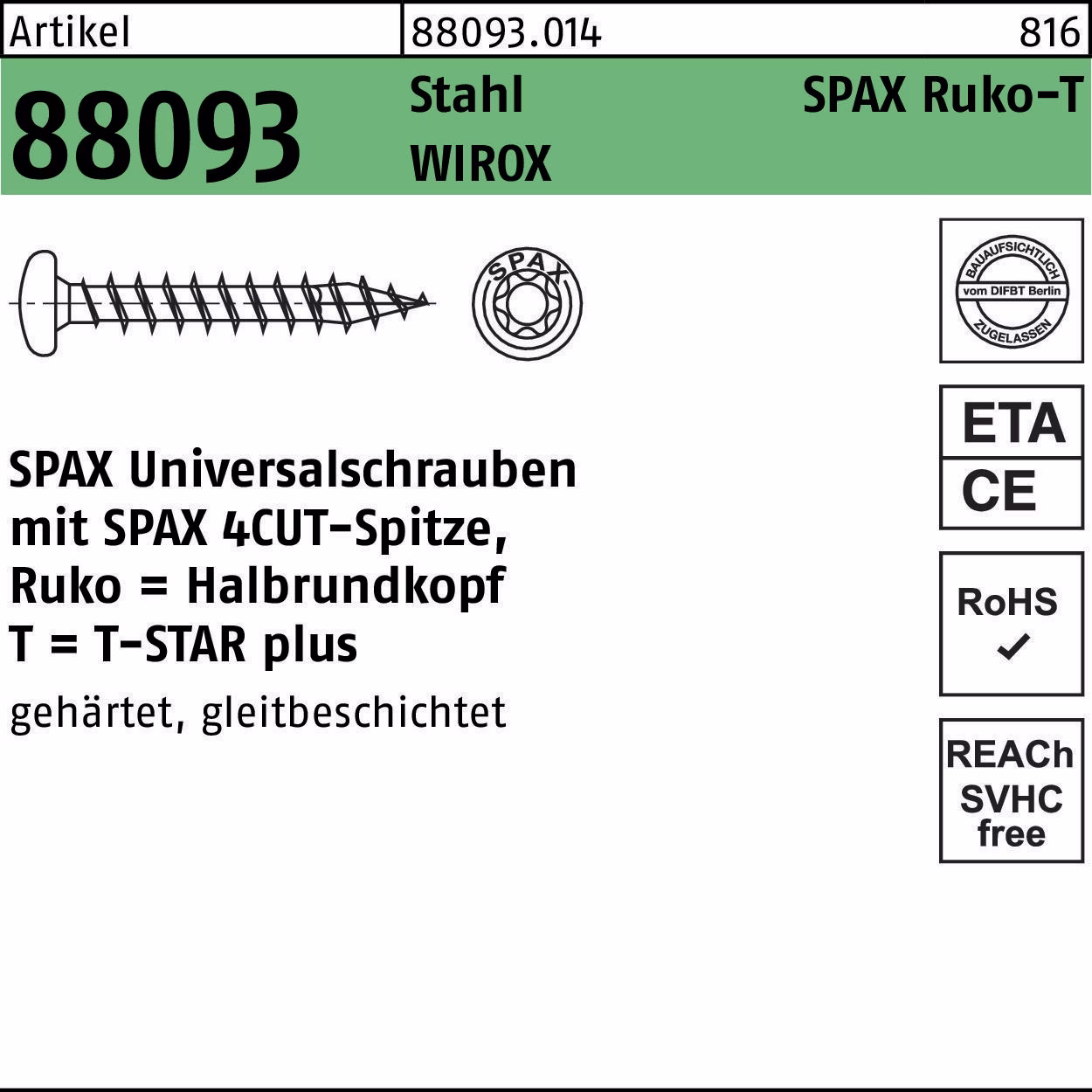 Schraube R 88093 Ruko