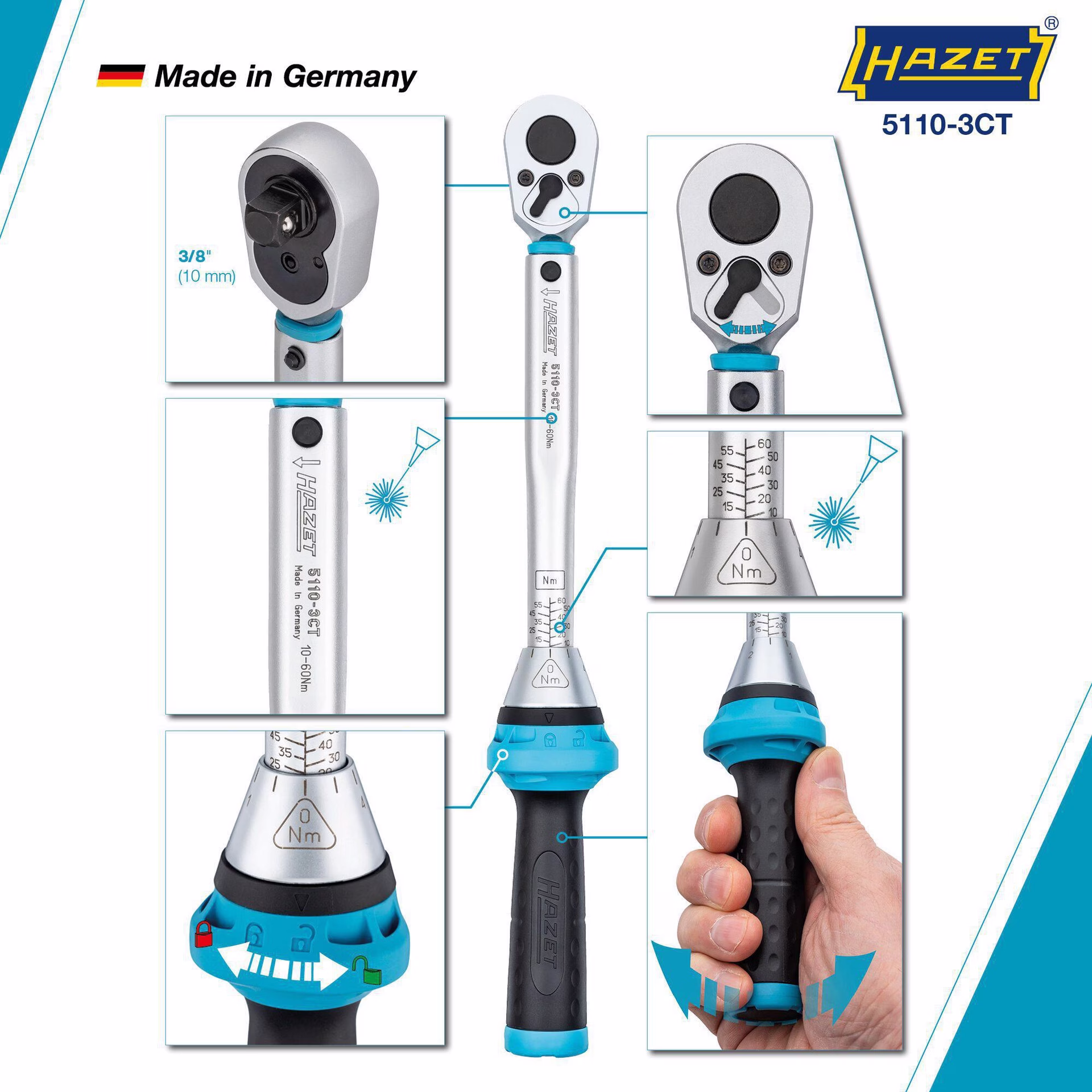 Drehmomentschlüssel 5110-3 CT 3/8 Zoll 10-60 Nm