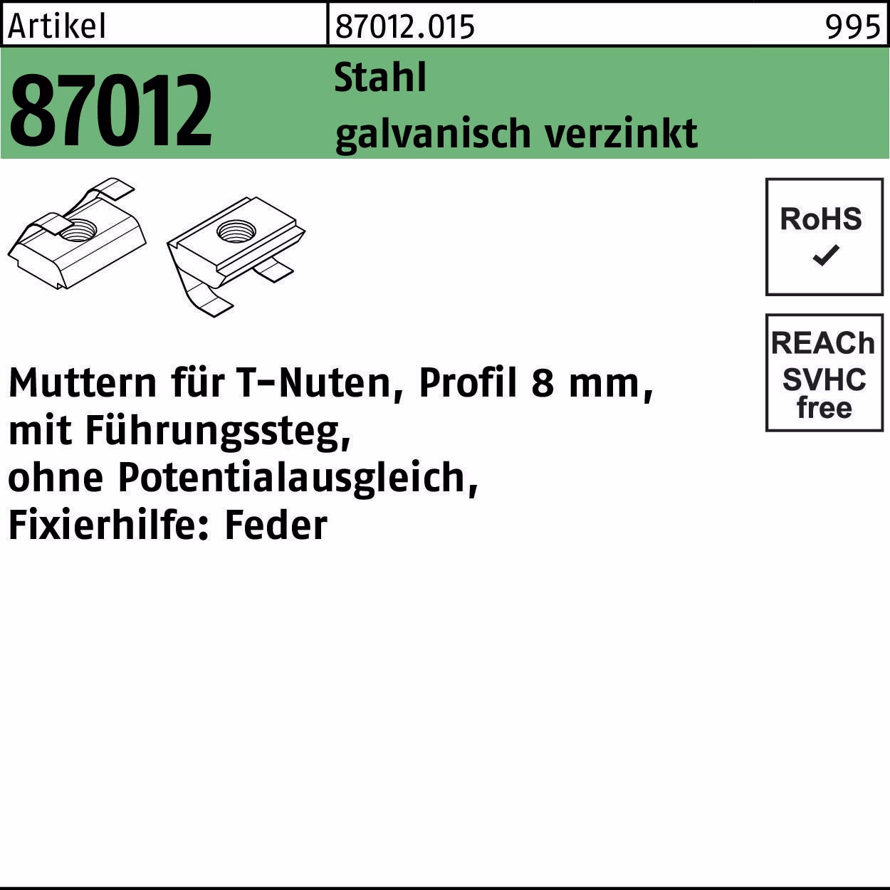 T-Nutenmutter R 87012 8mm galv.verz.