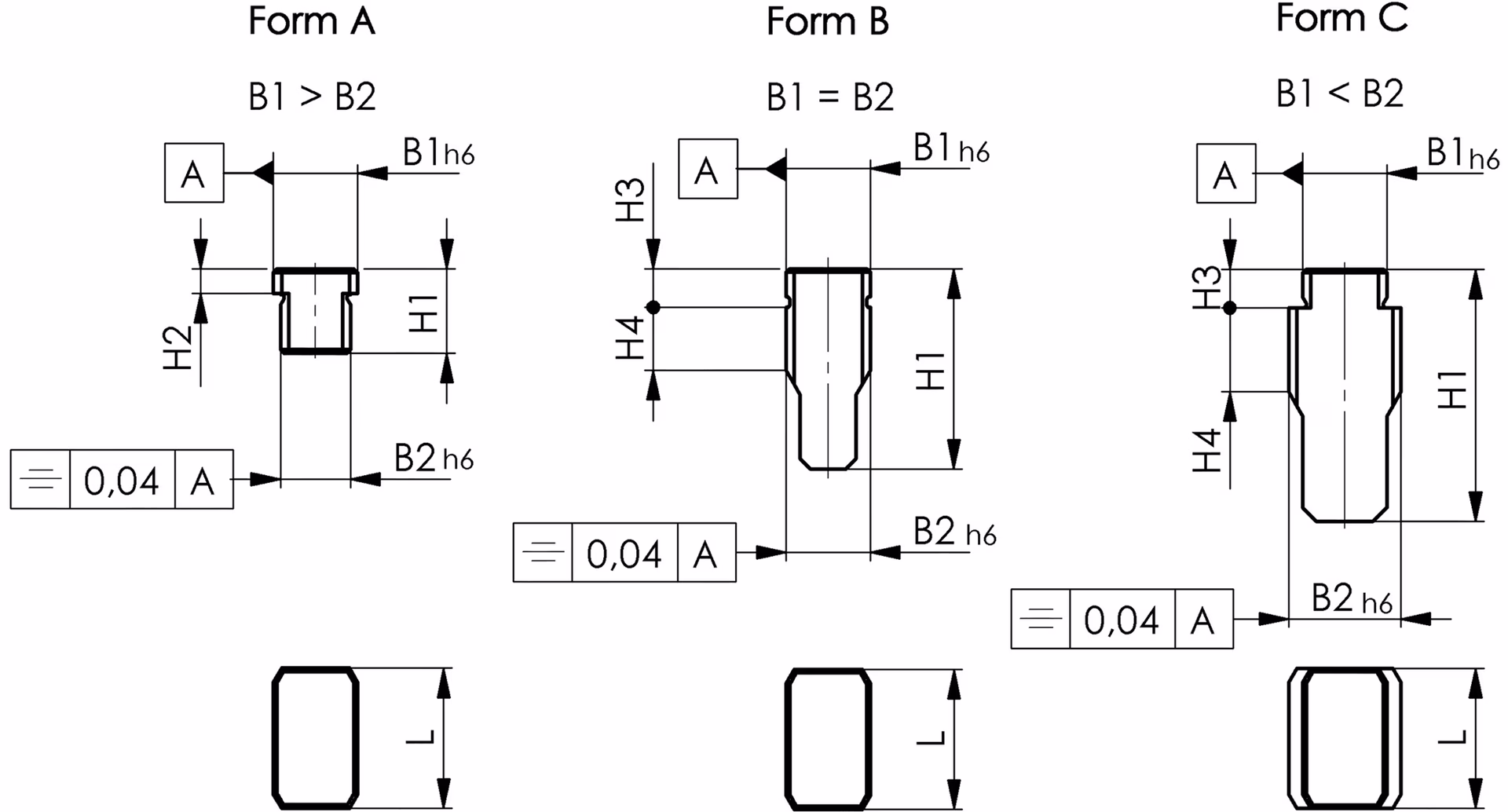 Nutenstein DIN 6323 Nennmaß der Nut 12/12mm Form B lose sitzend