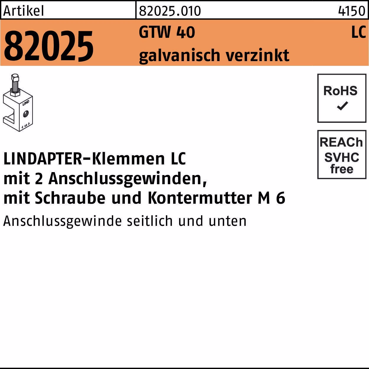 Klemme R 82024 GTW 40 LC galvanisch verzinkt 1 Stück LINDAPTER