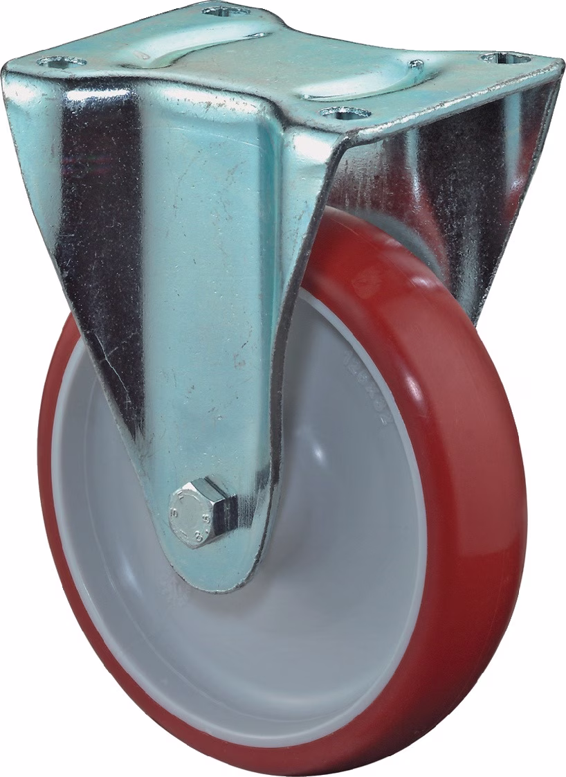 Bockrolle Polyurethan,rot Platte