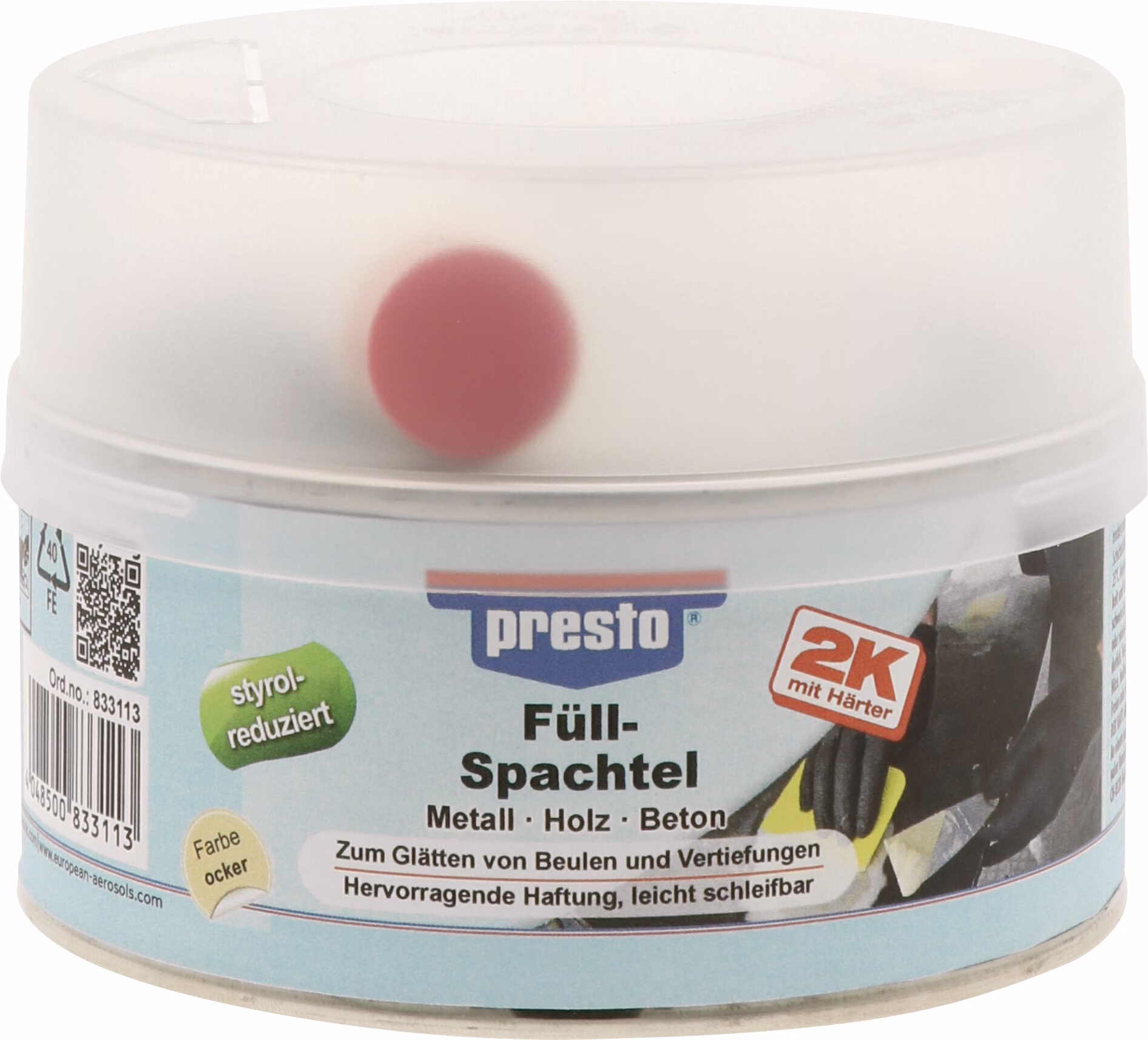 2K-Füllspachtel ocker,Härter rot 500g Dose