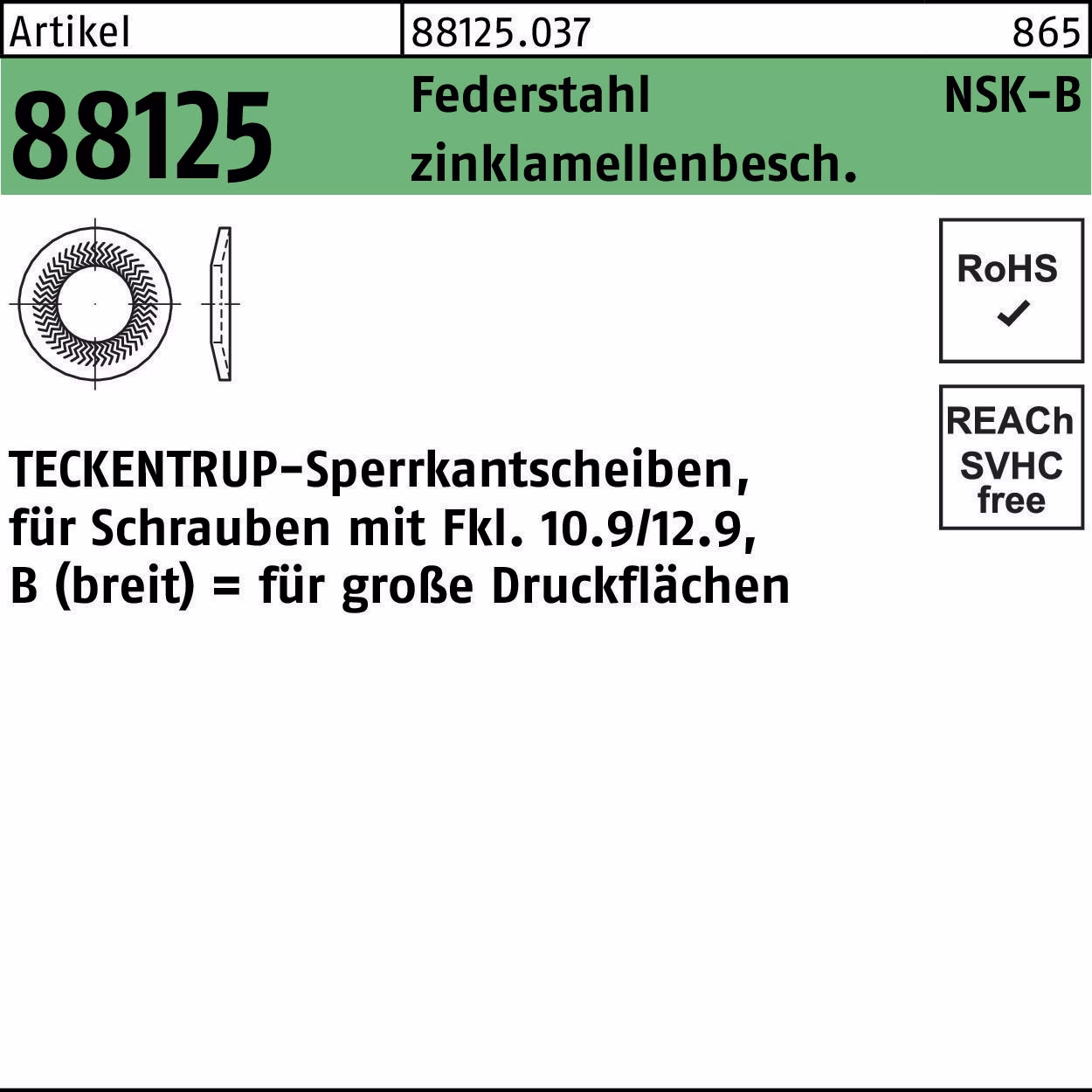 Sperrkantscheibe R 88125 NSK-B