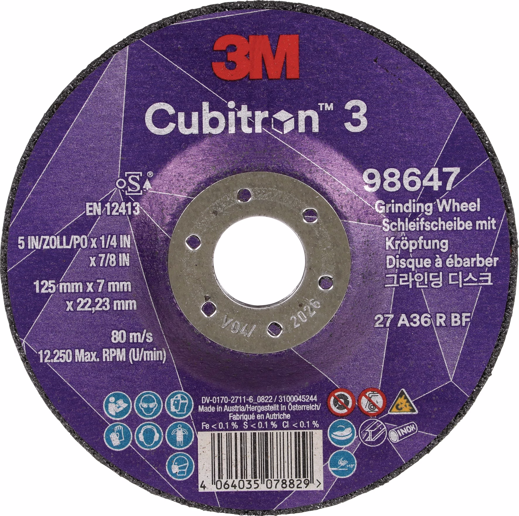 Schruppscheibe Cubitron™ 3 D125xS7mmKörnung 36+ gekr.3M™ Cubitron™ 3