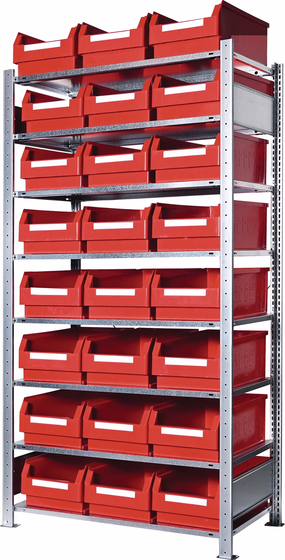 Steckregal H2000xB1000xT500mm Grundregal 8 Stahl-Bd.24xGr.2 rot