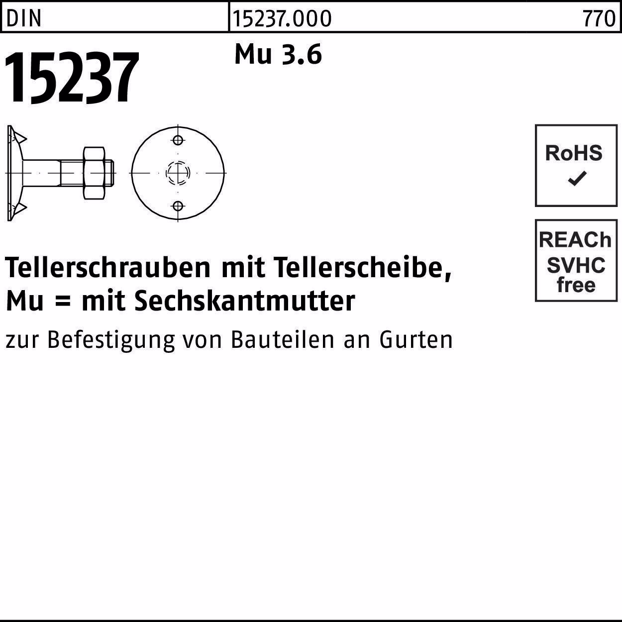 Tellerschraube DIN 15237 6-ktmutter 3.6
