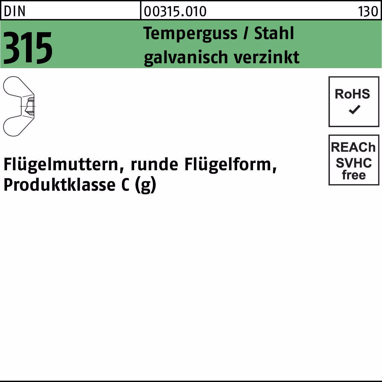 Flügelmutter DIN 315 runde