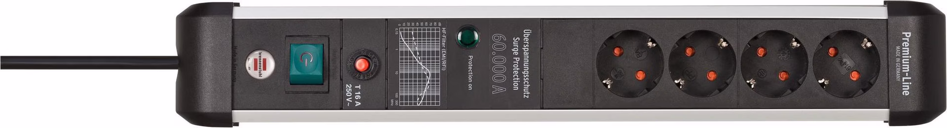 Steckdosenleiste Premium-Protect-Line 16 A 230 V schwarz/silber Steckd.4