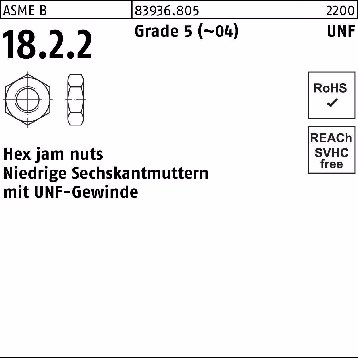 Sechskantmutter R 83936 niedrig Grade 5 (~04)