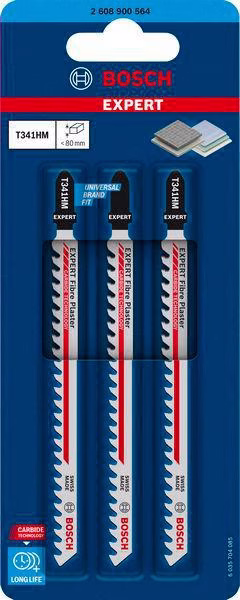 Stichsägeblatt Fiber Plaster T 341 HM Gesamt-L.132mm Zahnt.4,3mm 3 St./Karte