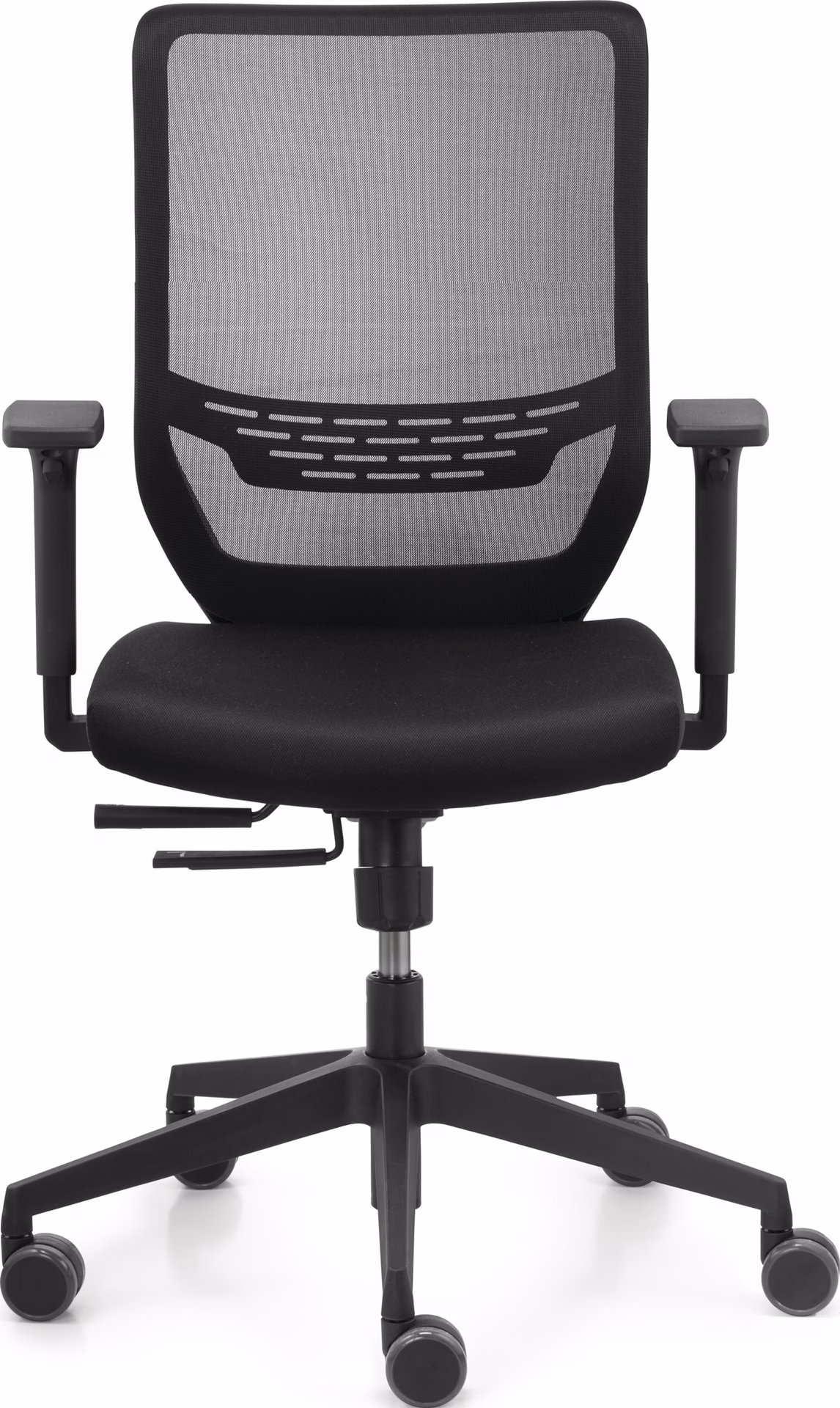 Bürodrehstuhl Mesh Armlehnen,verstellb.schwarz 410-520mm m.Synchront.Trgf.110kg