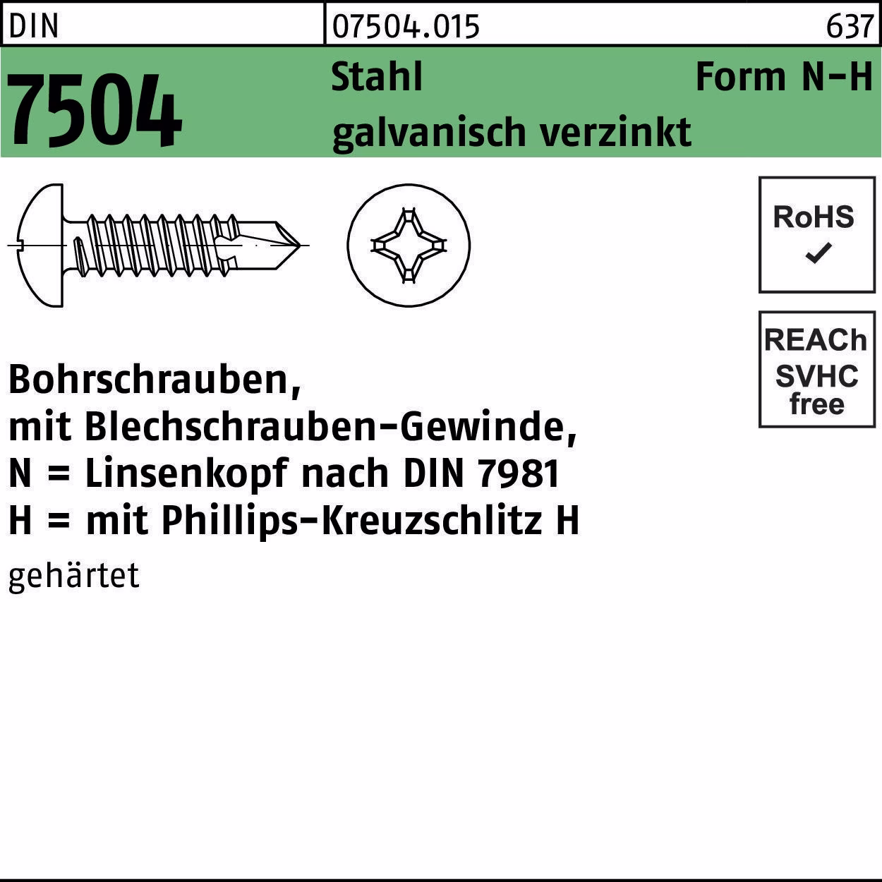 Bohrschraube DIN 7504 LIKO N Stahl galv.verz.
