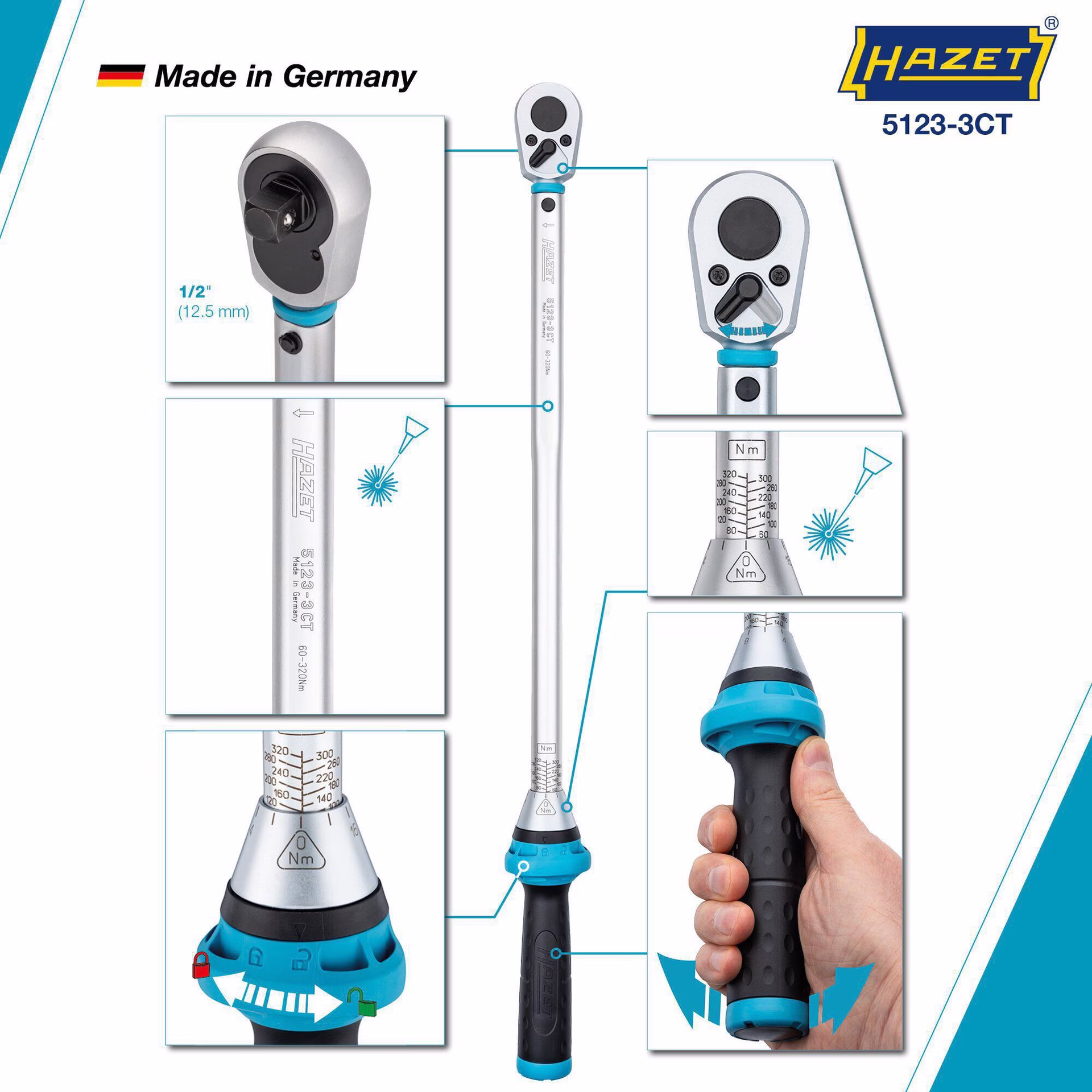 Drehmomentschlüssel 5123-3 CT 1/2 Zoll 60-320 Nm