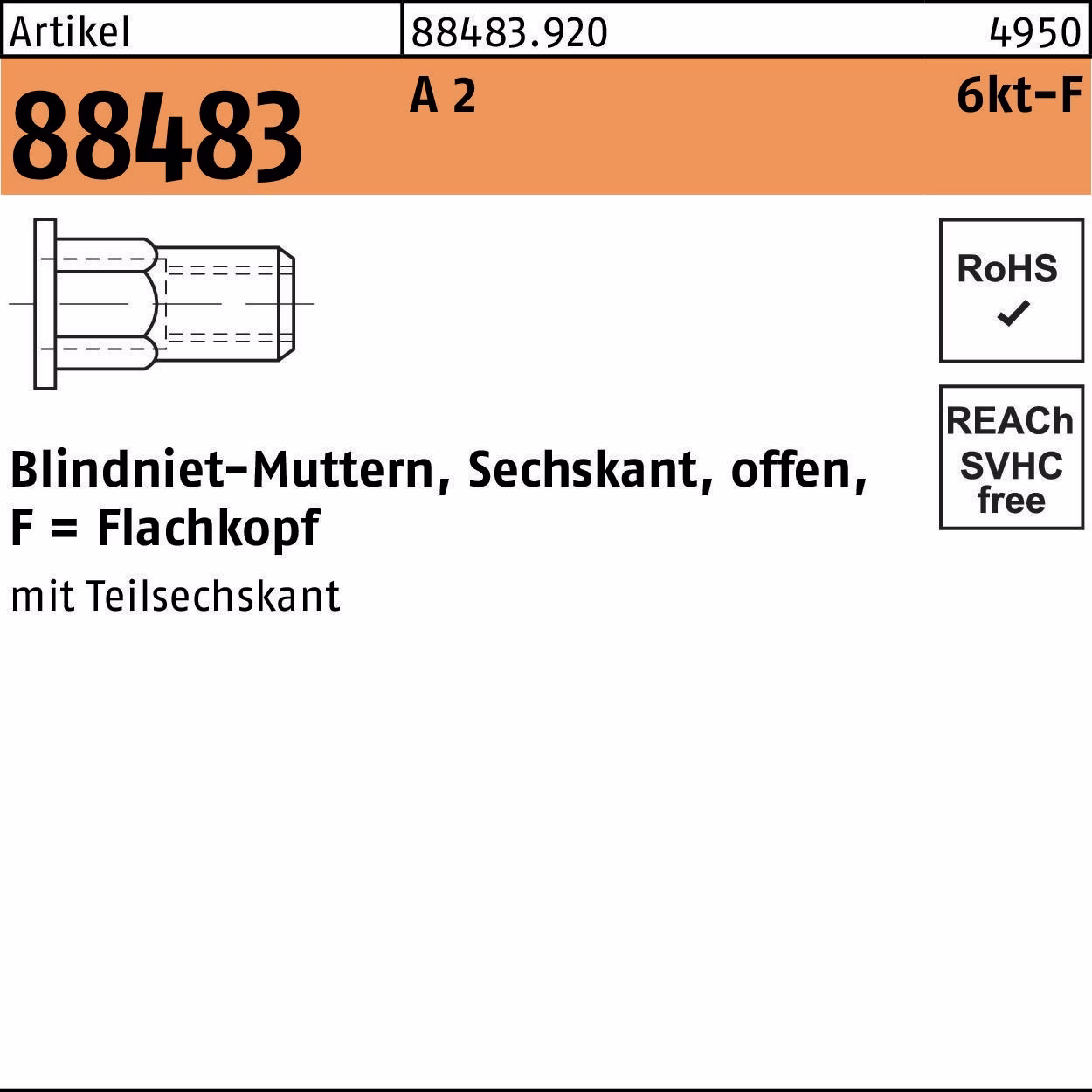 Sechskantblindnietmutter R 88483 FLAKO